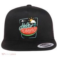 Hello Summer Watermelon Sunshine Flat Bill Trucker Hat thumb 0