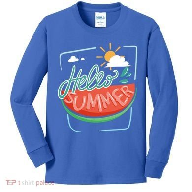 Hello Summer Watermelon Sunshine Kids Long Sleeve Shirt