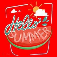 Hello Summer Watermelon Sunshine Santa Hat thumb 1