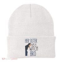 Her Sister Was A Witch Bro Funny Halloween Beanie thumb 0