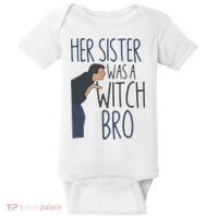 Her Sister Was A Witch Bro Funny Halloween Baby Bodysuit thumb 0