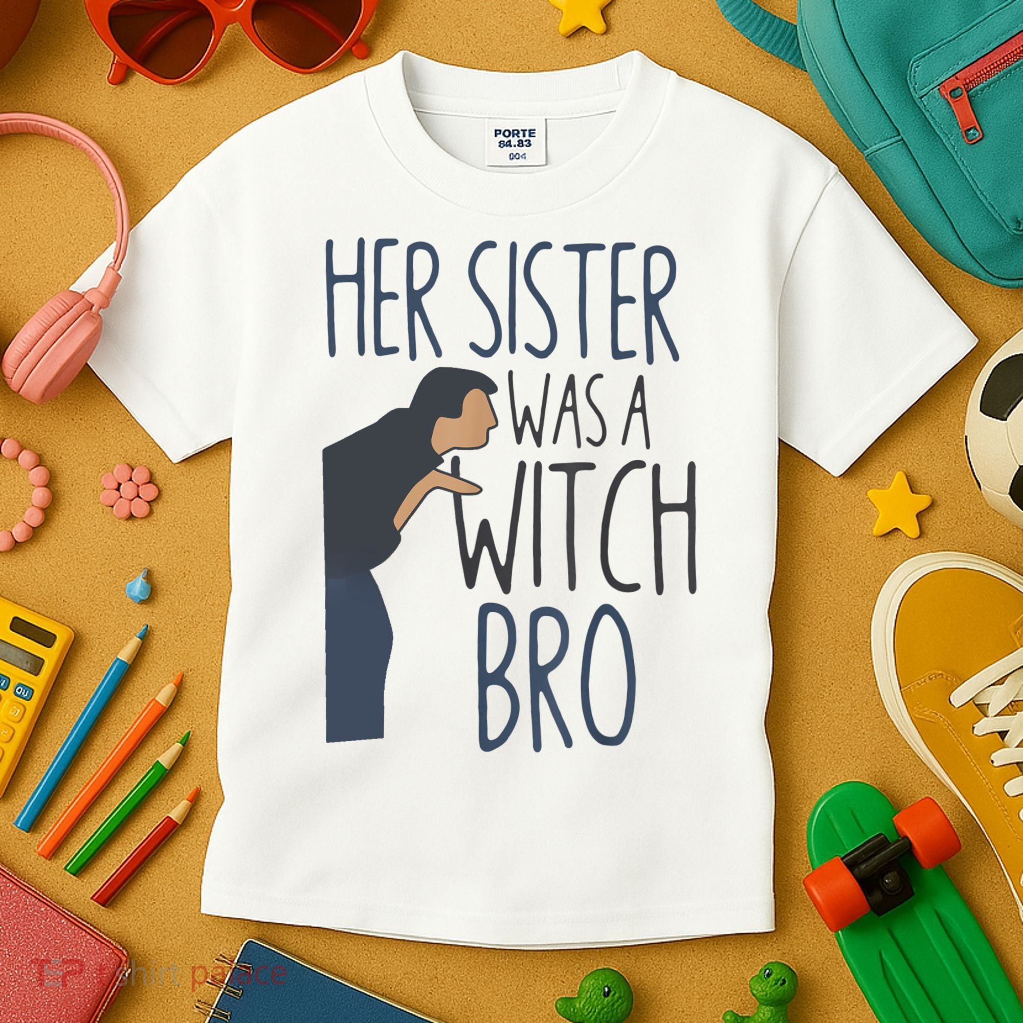 Her Sister Was A Witch Bro Funny Halloween Kids T-Shirt