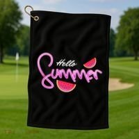 Hello Summer Watermelon Retro Golf Towel thumb 1
