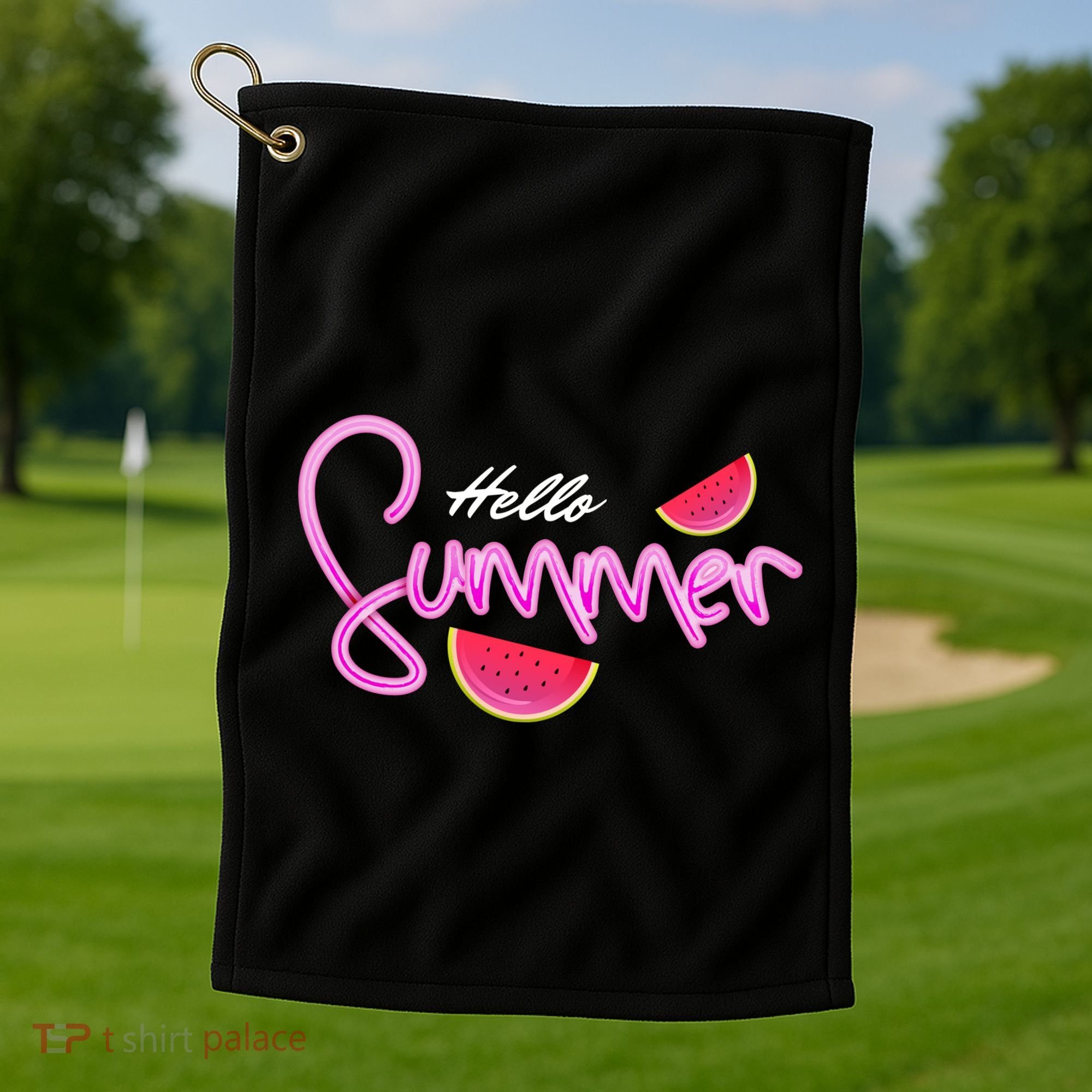 Hello Summer Watermelon Retro Golf Towel