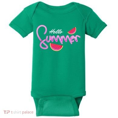 Hello Summer Watermelon Retro Baby Bodysuit