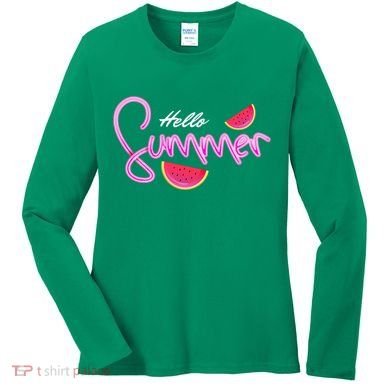 Hello Summer Watermelon Retro Women's Long Sleeve Shirt