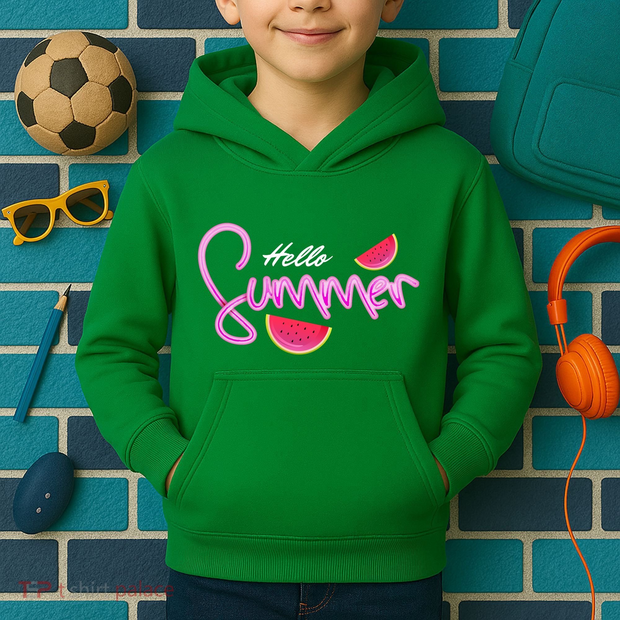 Hello Summer Watermelon Retro Kids Hoodie