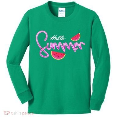 Hello Summer Watermelon Retro Kids Long Sleeve Shirt
