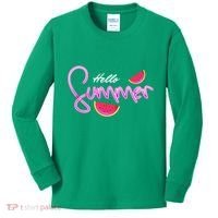 Hello Summer Watermelon Retro Kids Long Sleeve Shirt thumb 0