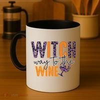 Halloween Spooky Witch Way To The Wine Drinking Matching Family Coffee Mug thumb 4