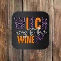 Halloween Spooky Witch Way To The Wine Drinking Matching Family Coaster thumb 0