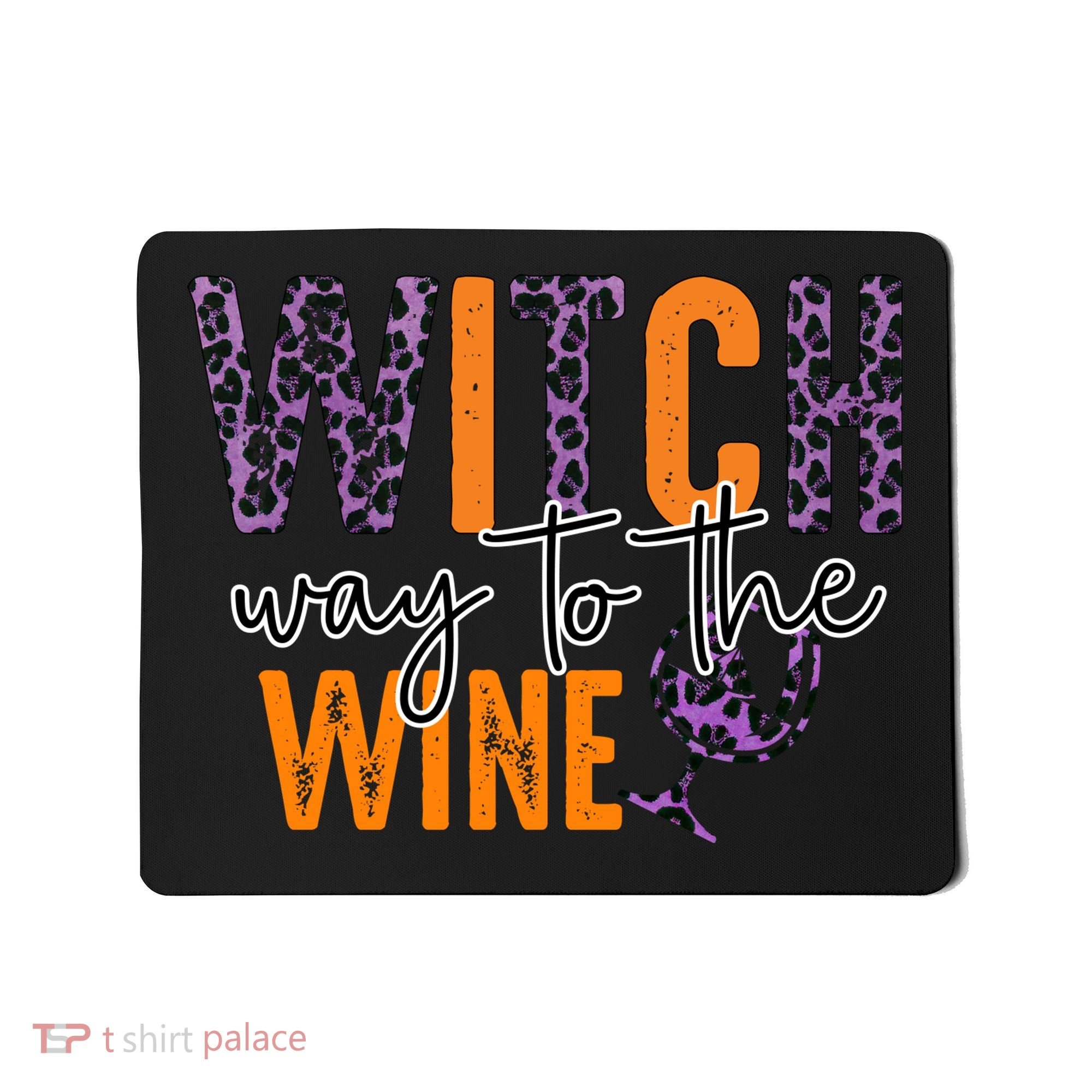 Halloween Spooky Witch Way To The Wine Drinking Matching Family Mousepad