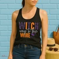 Halloween Spooky Witch Way To The Wine Drinking Matching Family Women's Tank Top thumb 2
