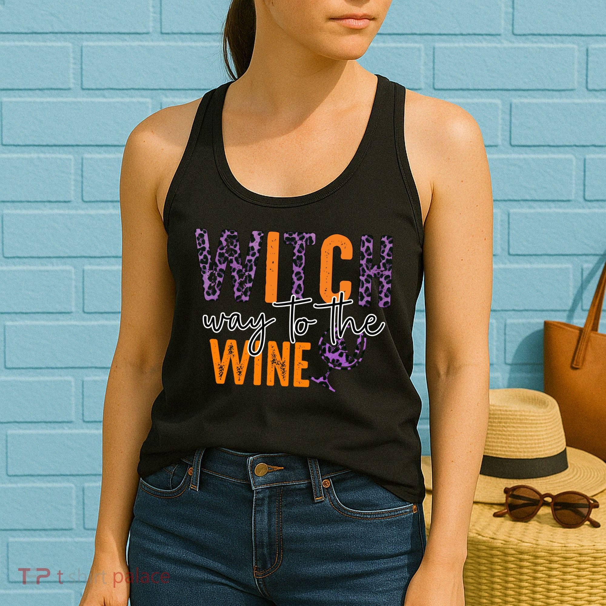 Halloween Spooky Witch Way To The Wine Drinking Matching Family Women's Tank Top