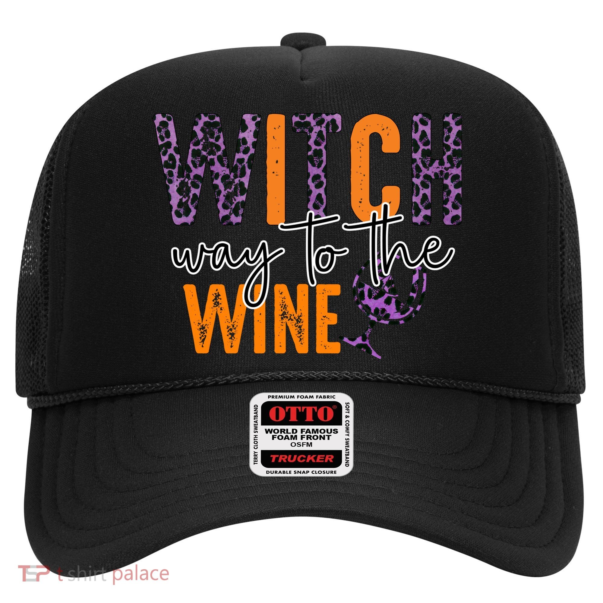 Halloween Spooky Witch Way To The Wine Drinking Matching Family Hat