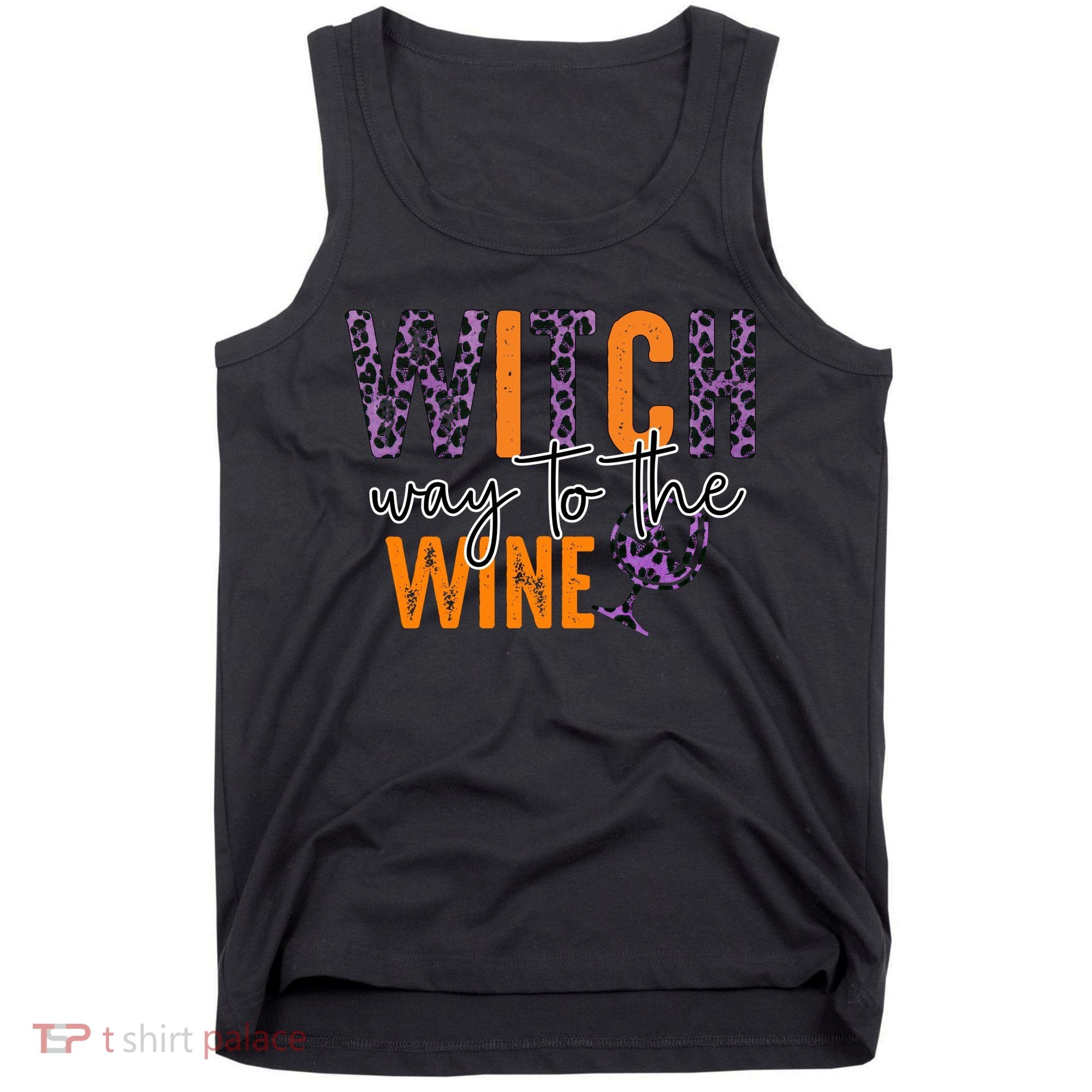 Halloween Spooky Witch Way To The Wine Drinking Matching Family Tank Top