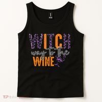 Halloween Spooky Witch Way To The Wine Drinking Matching Family Tank Top thumb 2