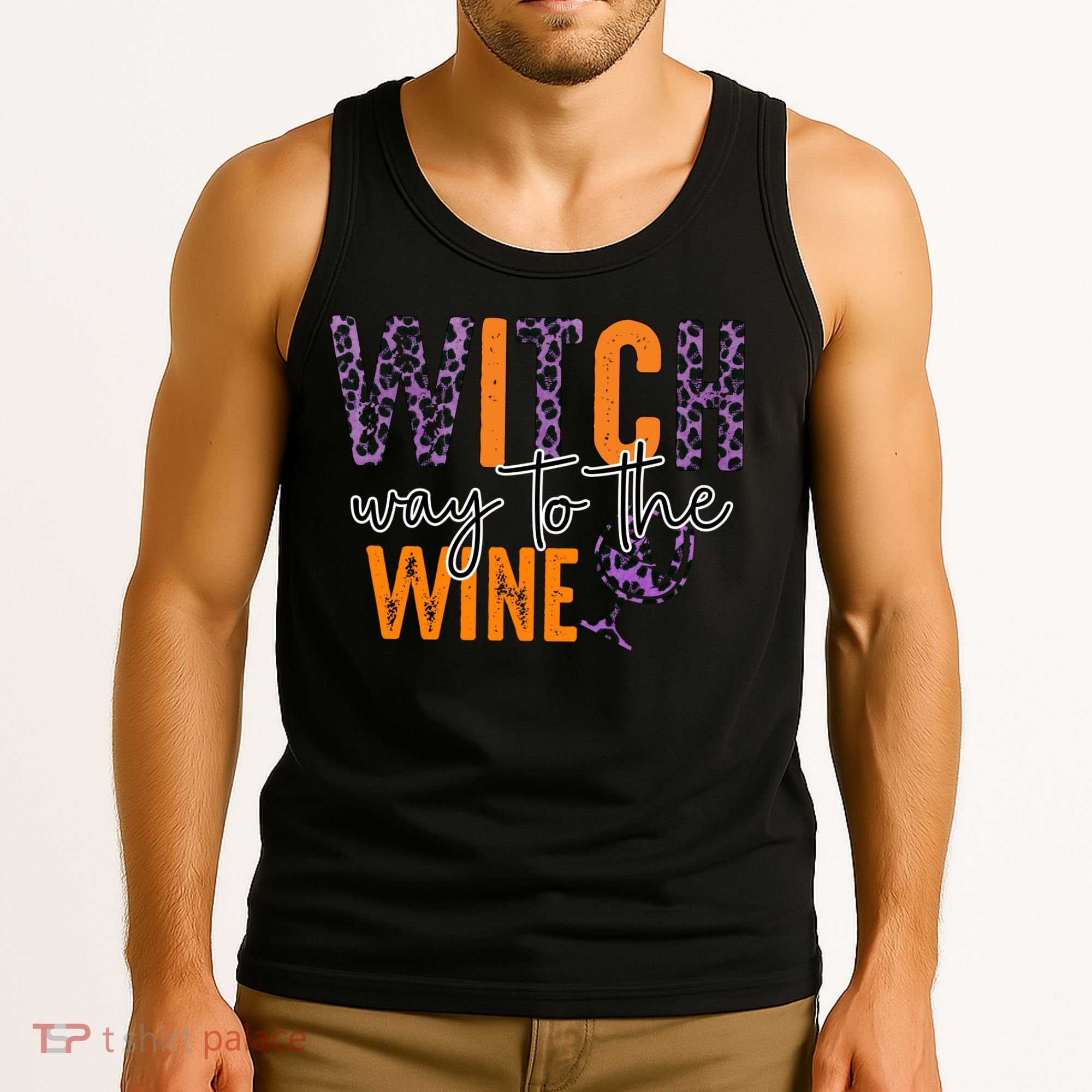 Halloween Spooky Witch Way To The Wine Drinking Matching Family Tank Top