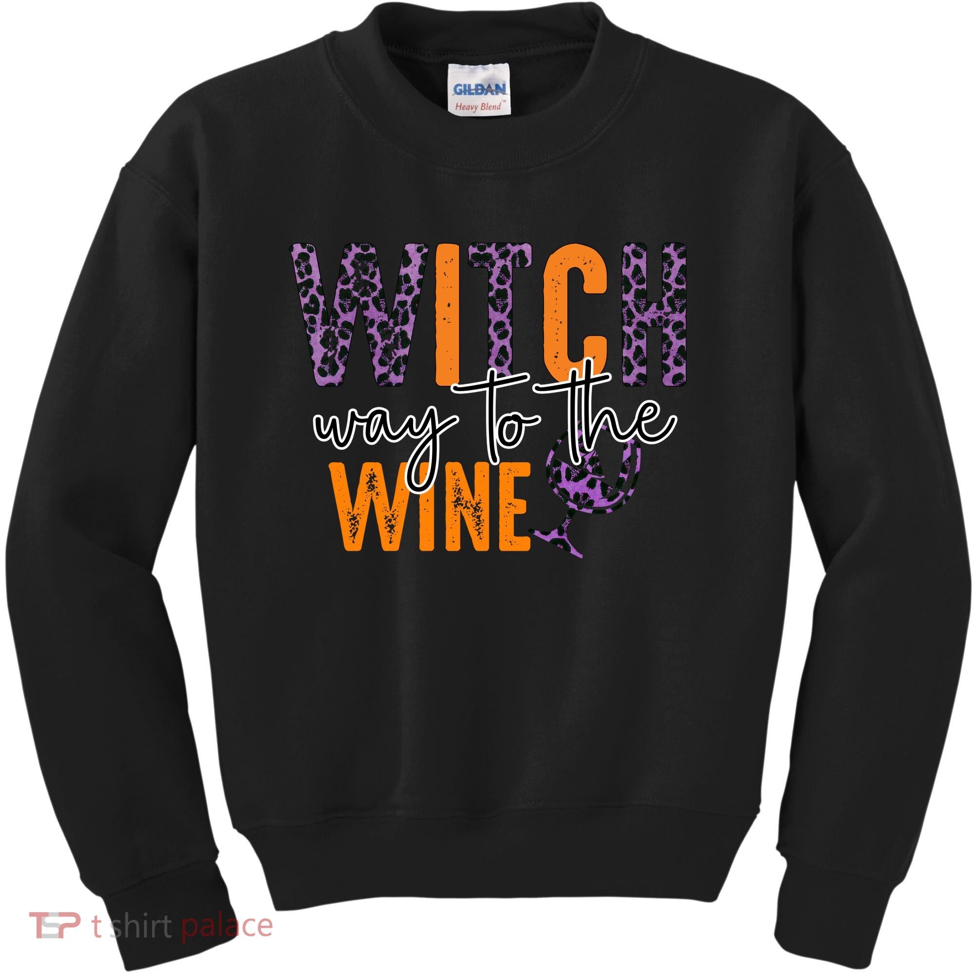 Halloween Spooky Witch Way To The Wine Drinking Matching Family Kids Sweatshirt