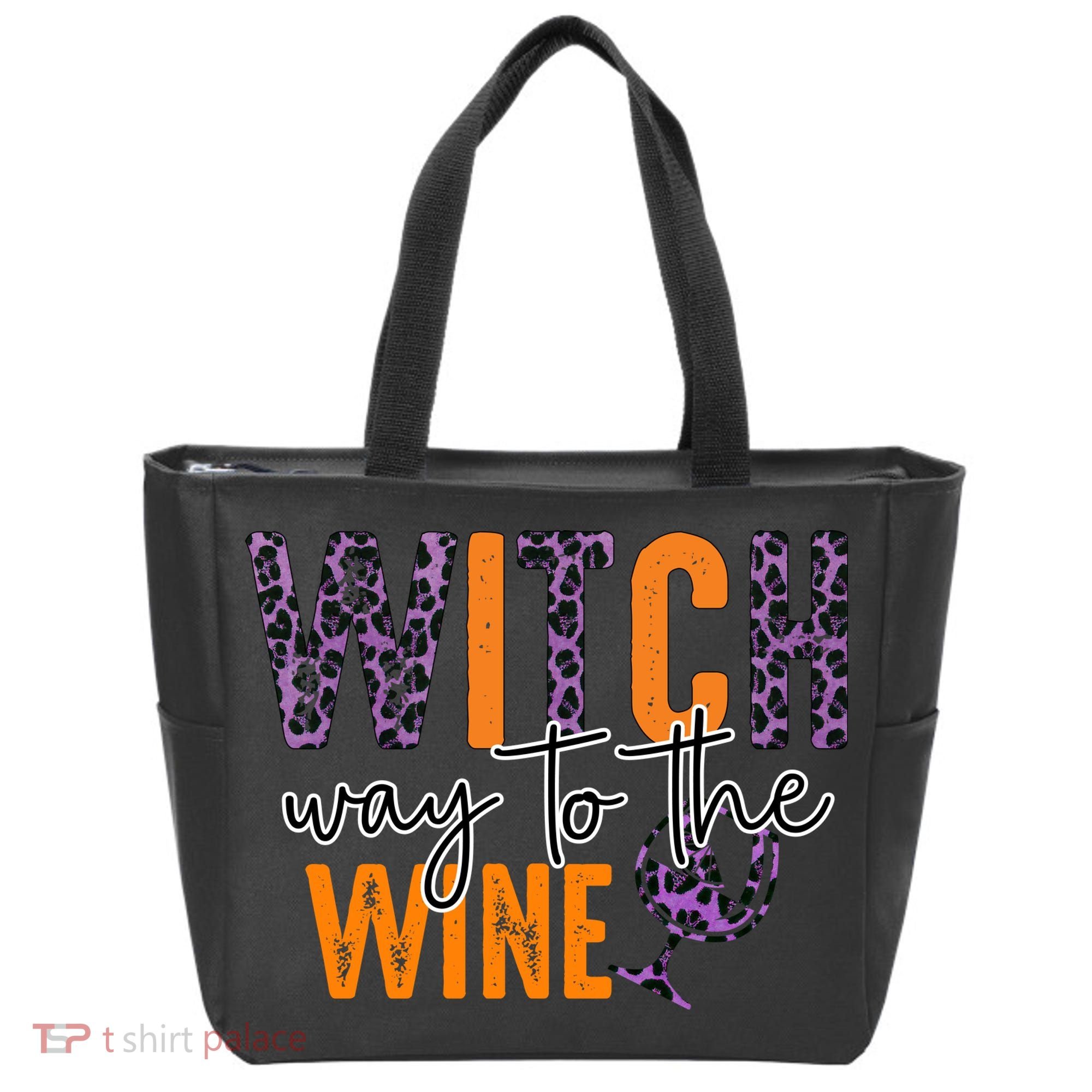 Halloween Spooky Witch Way To The Wine Drinking Matching Family Tote Bag