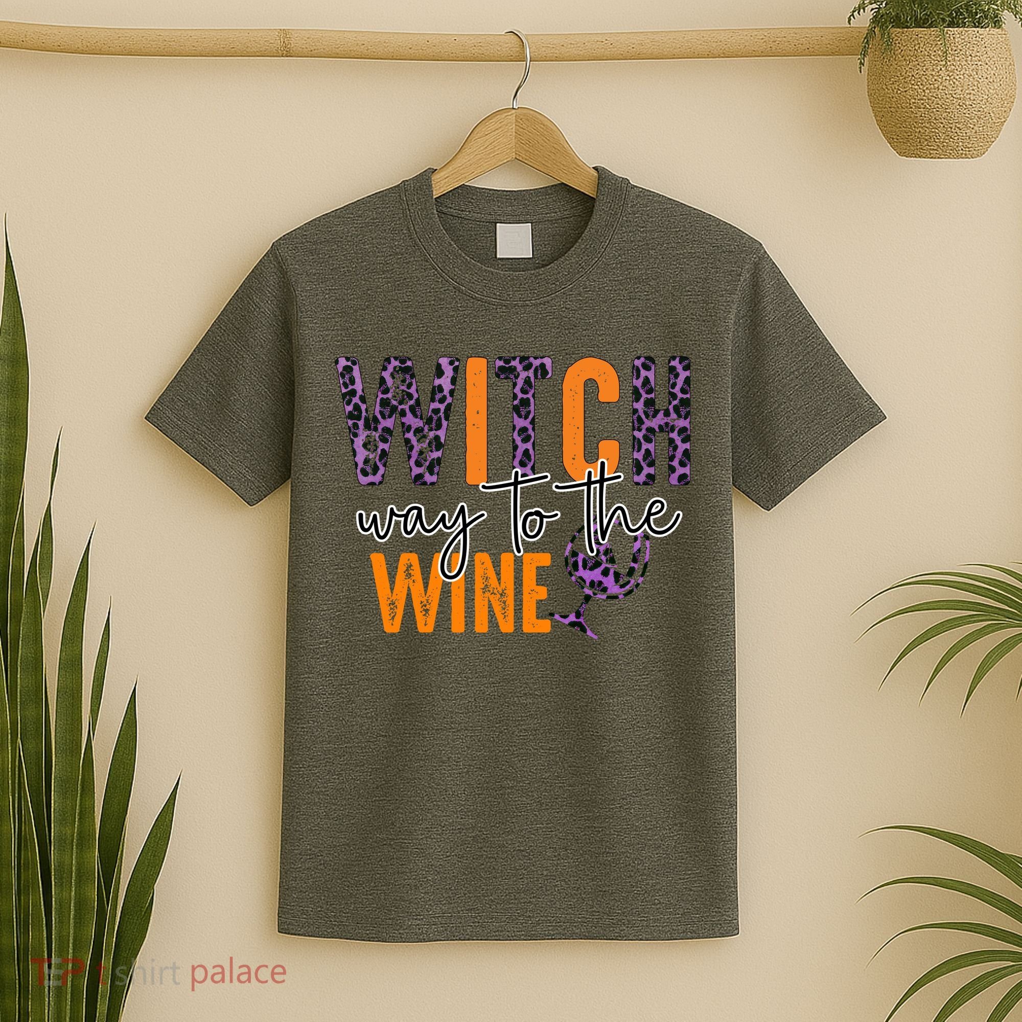 Halloween Spooky Witch Way To The Wine Drinking Matching Family T-Shirt
