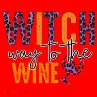 Halloween Spooky Witch Way To The Wine Drinking Matching Family Santa Hat thumb 1