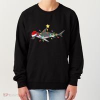Hammerhead Shark Xmas Tree Lighting Santa Shark Christmas Gift Women's Sweatshirt thumb 0