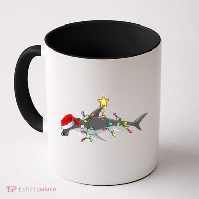Hammerhead Shark Xmas Tree Lighting Santa Shark Christmas Gift Coffee Mug