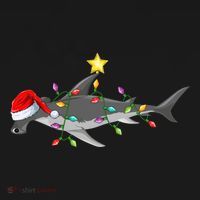 Hammerhead Shark Xmas Tree Lighting Santa Shark Christmas Gift Women's Hoodie thumb 2