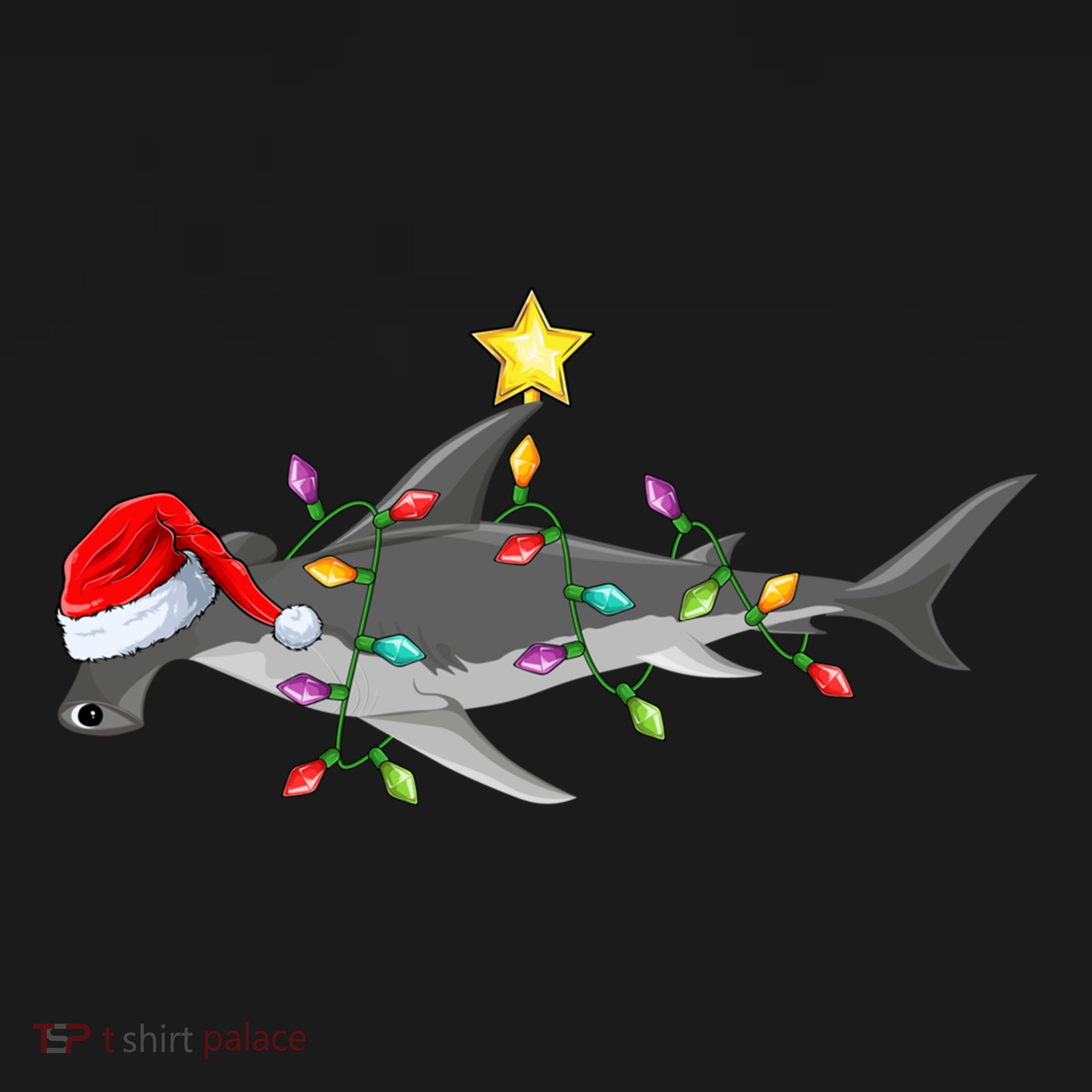Hammerhead Shark Xmas Tree Lighting Santa Shark Christmas Gift Women's Hoodie