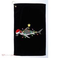 Hammerhead Shark Xmas Tree Lighting Santa Shark Christmas Gift Golf Towel thumb 0