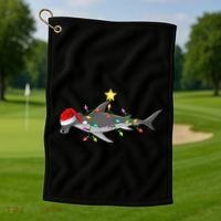 Hammerhead Shark Xmas Tree Lighting Santa Shark Christmas Gift Golf Towel thumb 1