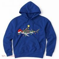 Hammerhead Shark Xmas Tree Lighting Santa Shark Christmas Gift Hoodie thumb 0