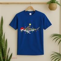 Hammerhead Shark Xmas Tree Lighting Santa Shark Christmas Gift T-Shirt thumb 2