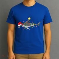 Hammerhead Shark Xmas Tree Lighting Santa Shark Christmas Gift T-Shirt thumb 3