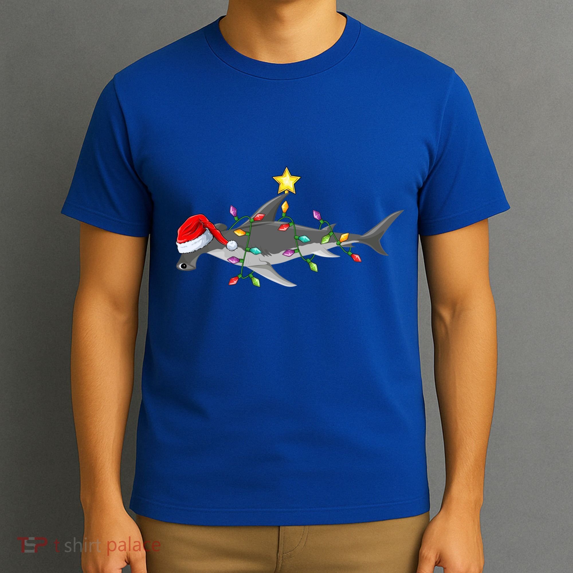 Hammerhead Shark Xmas Tree Lighting Santa Shark Christmas Gift T-Shirt