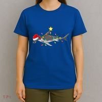 Hammerhead Shark Xmas Tree Lighting Santa Shark Christmas Gift T-Shirt thumb 4
