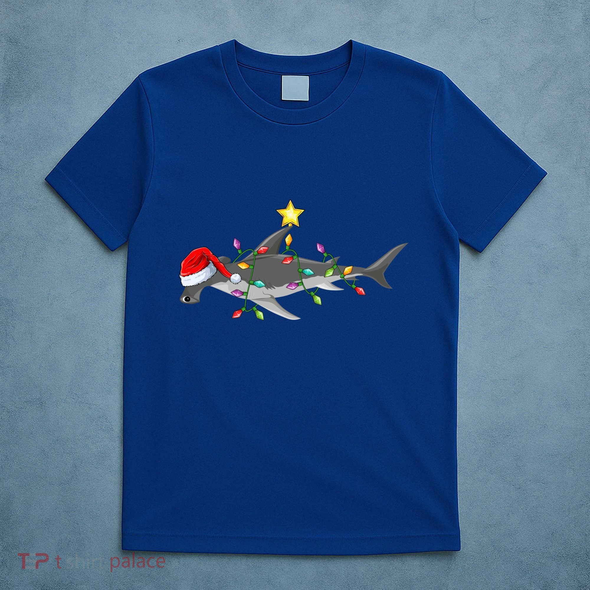 Hammerhead Shark Xmas Tree Lighting Santa Shark Christmas Gift T-Shirt