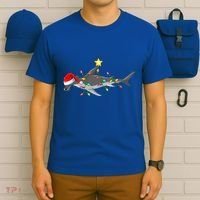 Hammerhead Shark Xmas Tree Lighting Santa Shark Christmas Gift T-Shirt thumb 6