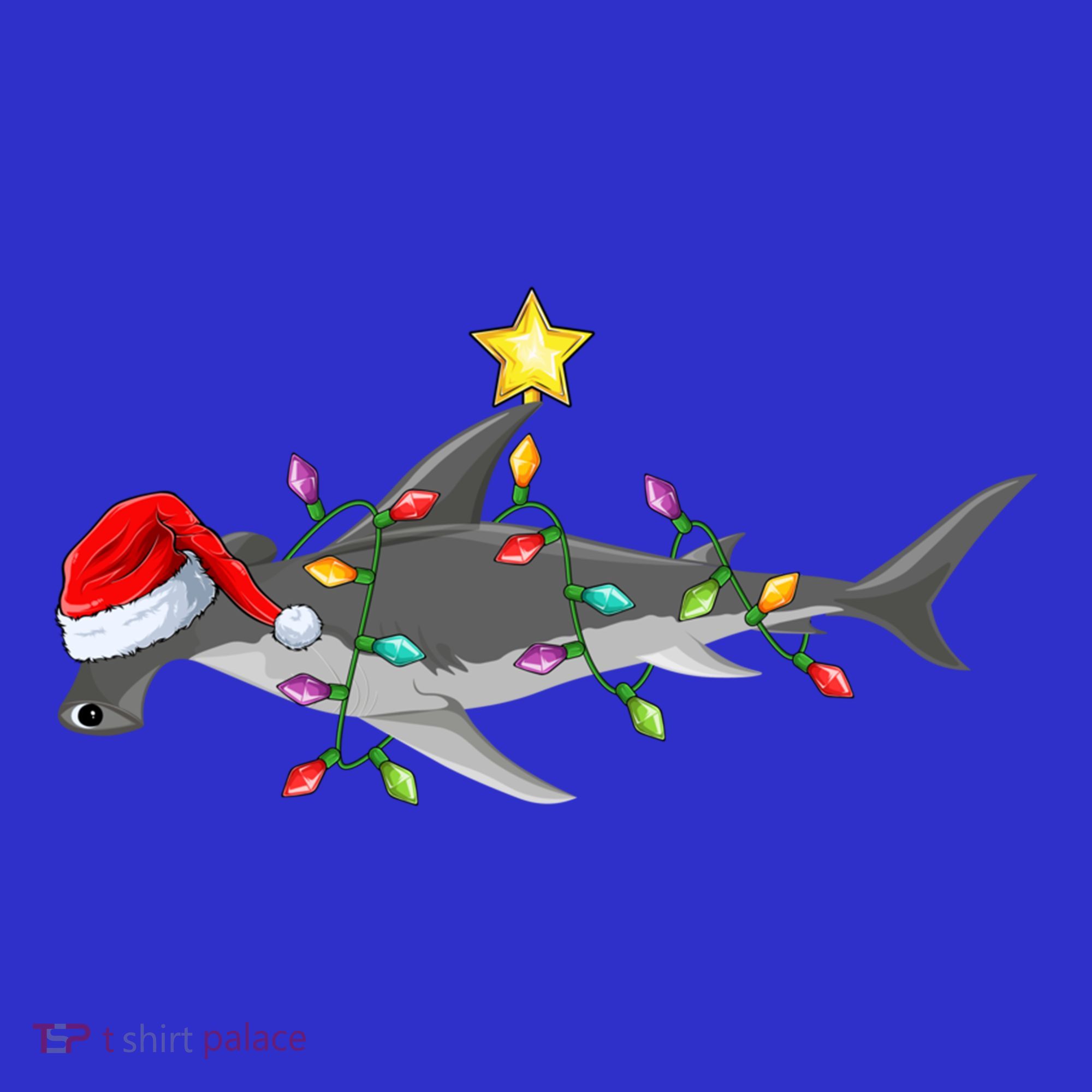 Hammerhead Shark Xmas Tree Lighting Santa Shark Christmas Gift T-Shirt