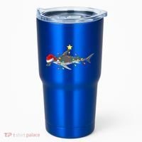 Hammerhead Shark Xmas Tree Lighting Santa Shark Christmas Gift Tumbler thumb 0