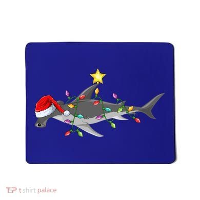 Hammerhead Shark Xmas Tree Lighting Santa Shark Christmas Gift Mousepad