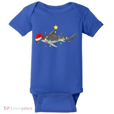 Hammerhead Shark Xmas Tree Lighting Santa Shark Christmas Gift Baby Bodysuit