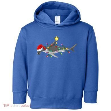 Hammerhead Shark Xmas Tree Lighting Santa Shark Christmas Gift Toddler Hoodie
