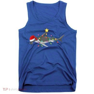 Hammerhead Shark Xmas Tree Lighting Santa Shark Christmas Gift Tank Top