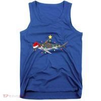 Hammerhead Shark Xmas Tree Lighting Santa Shark Christmas Gift Tank Top thumb 0