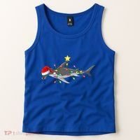Hammerhead Shark Xmas Tree Lighting Santa Shark Christmas Gift Tank Top thumb 2