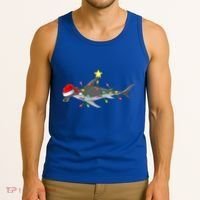 Hammerhead Shark Xmas Tree Lighting Santa Shark Christmas Gift Tank Top thumb 3