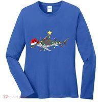 Hammerhead Shark Xmas Tree Lighting Santa Shark Christmas Gift Women's Long Sleeve Shirt thumb 0