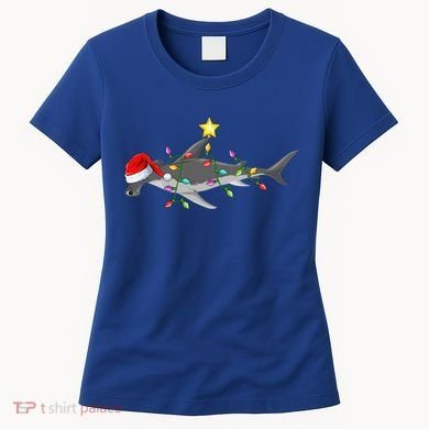 Hammerhead Shark Xmas Tree Lighting Santa Shark Christmas Gift Women's T-Shirt